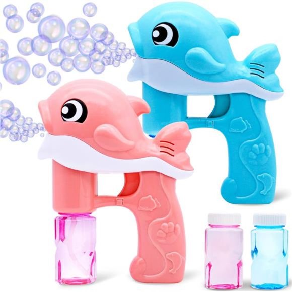 2 Bubble Guns Kit, Whale Automatic Bubble Maker Blower Machine with 4 Bubble - Picture 1 of 6